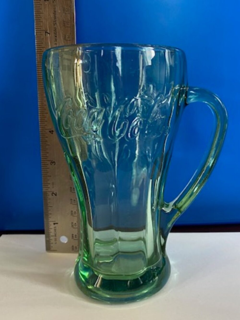 3 Vintage Libbey Coca Cola Green Handled Mug Never used, Heavy Glass - Picture 3 of 6